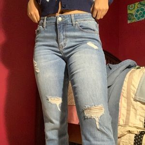 Slim Straight Ripped Jeans